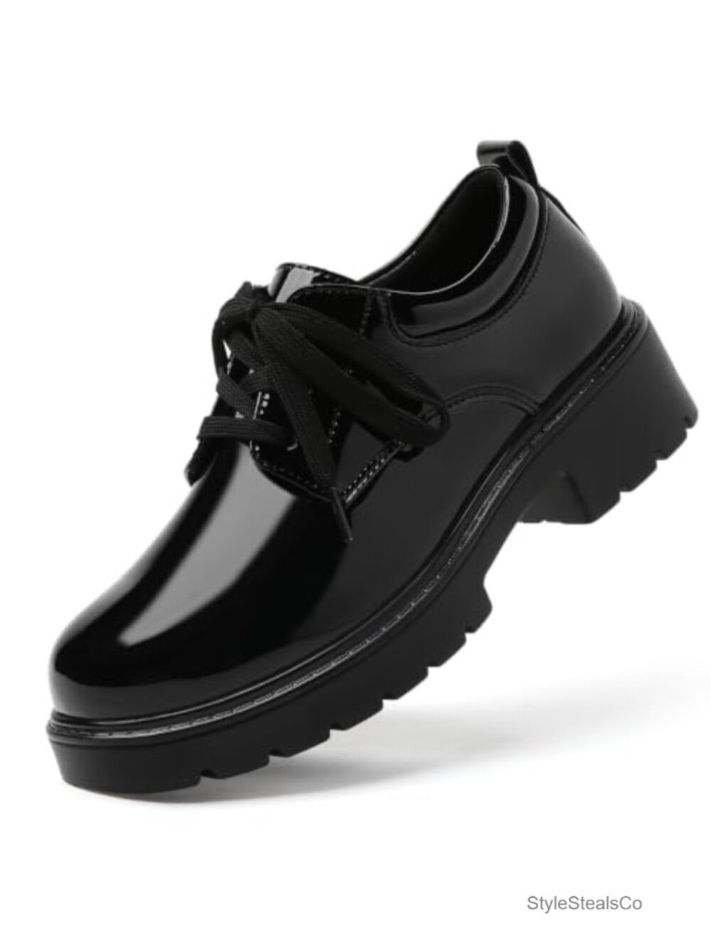 Women's Platform Oxfords Chunky Heel Leather Lace-Up Comfort Shoes